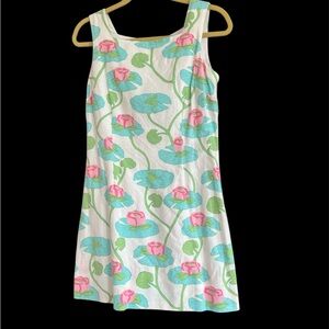 Vintage Lilly Pulitzer Green and Pink Mini Sundress Scoop Neck